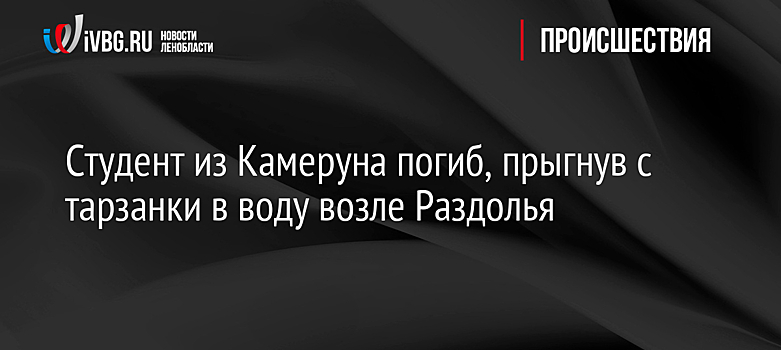 Студент из Камеруна погиб, прыгнув с тарзанки в воду возле Раздолья