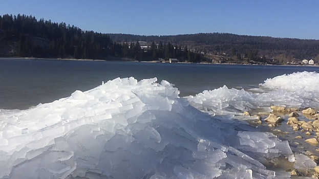 В Швейцарии на берег озера вместо воды выбрасывает льдины – впечатляющее видео
