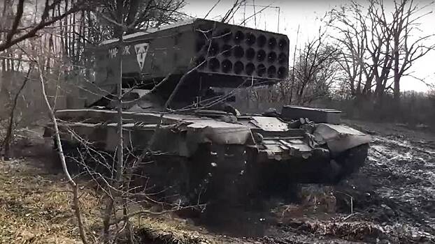 Появились кадры уничтожения боекомплекта ВСУ самоходным минометом «Тюльпан»