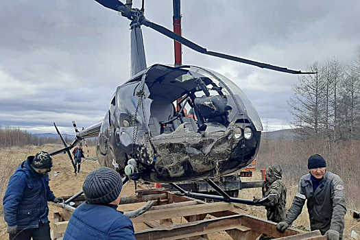 В Забайкалье вертолет при взлете коснулся хвостом земли и получил повреждения