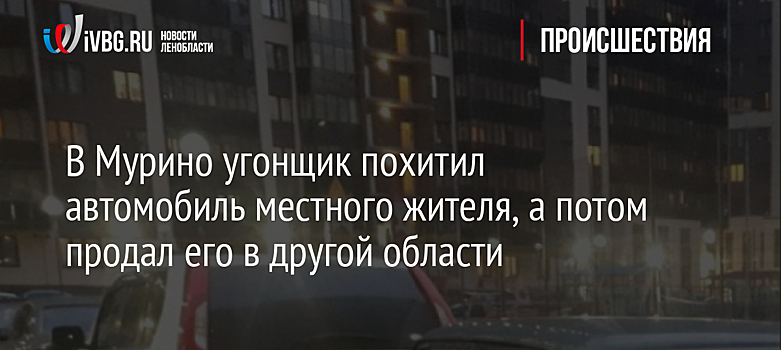 В Мурино угонщик похитил автомобиль местного жителя, а потом продал его в другой области