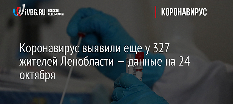 Коронавирус выявили еще у 327 жителей Ленобласти — данные на 24 октября