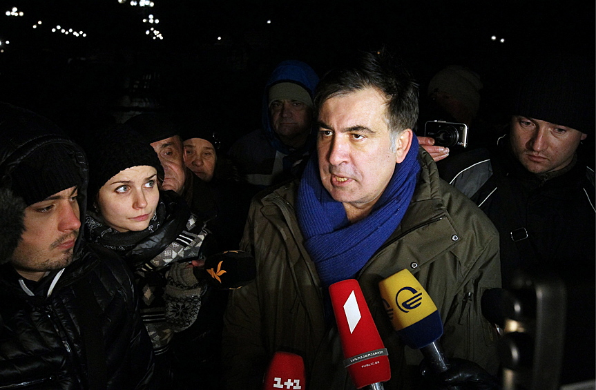 Митинг сторонников лидера партии "Движение новых сил" М.Саакашвили в Киеве.