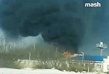Пожар на нефтебазе под Белгородом после атаки БПЛА попал на видео