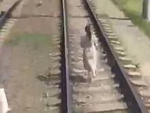 В России машинист поезда снял из кабины момент сбития шедшей по путям девушки