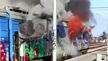 В Борче загорелся поезд. Видео
