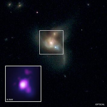 Столкновение трех гигантских черных дыр исказит структуру родительских галактик