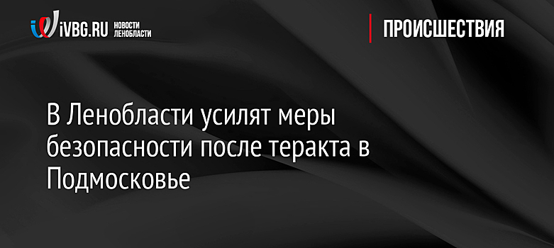 В Ленобласти усилят меры безопасности после теракта в Подмосковье