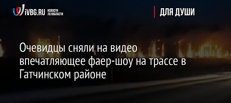 Очевидцы сняли на видео впечатляющее фаер-шоу на трассе в Гатчинском районе