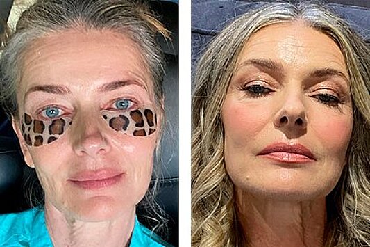 57-летняя модель удивила фанатов внешностью до и после нанесения макияжа