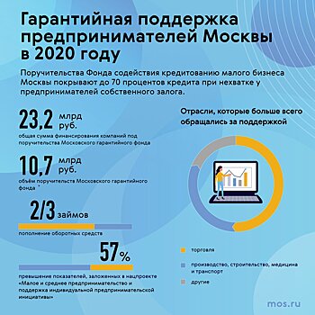 Бизнес в 2020 году взял 23,2 млрд рублей под поручительство Московского гарантийного фонда