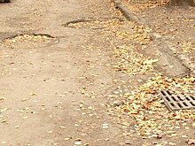 Во дворе на Ладожской из-за ям пешеходы делят дорогу с автомобилями