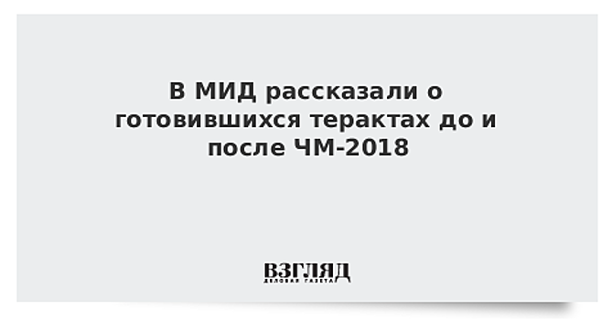 В МИД рассказали о готовившихся терактах до и после ЧМ-2018