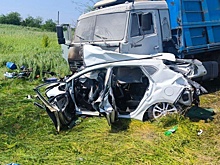 На Кубани КамАЗ буквально раздавил легковую иномарку