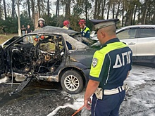 На Урале два человека сгорели в машине после ДТП