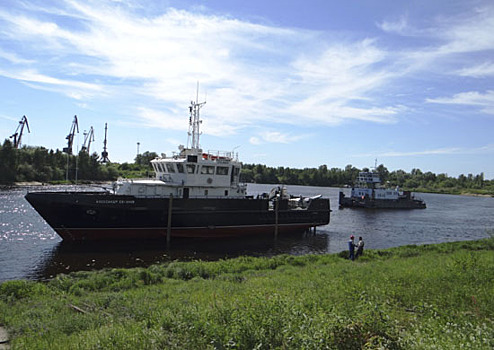 Для ВМФ России спущен на воду новейший большой гидрографический катер «Александр Евланов»