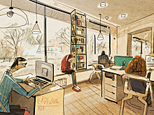 В Адмиралтейской слободе есть мини-версия нацбиблиотеки. Такая же модная – с коворкингом и кофе