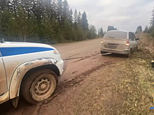 В Удмуртии сотрудники Госавтоинспекции помогли водителю, машина которого увязла в грязи на обочине