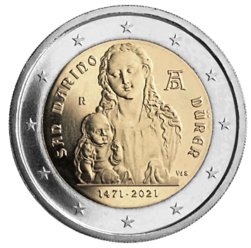 2 евро: «Мадонна с младенцем и грушей» Дюрера