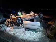 На трассе в Башкирии опрокинулся автомобиль