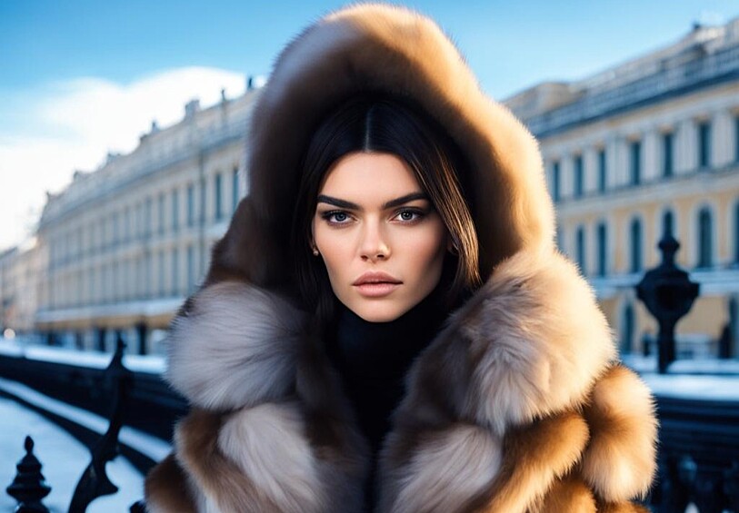 Как вам одна из самых успешных моделей современности Кендалл Дженнер в шубе на фоне Санкт-Петербурга?