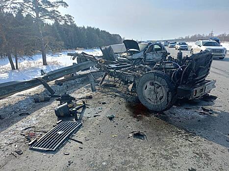 Груда железа: под Новосибирском большегруз собрал встречные авто во время обгона