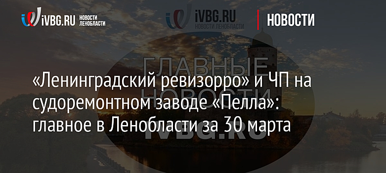 «Ленинградский ревизорро» и ЧП на судоремонтном заводе «Пелла»: главное в Ленобласти за 30 марта