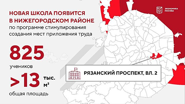 Сергей Собянин: В Нижегородском районе построят новую школу для 825 учеников