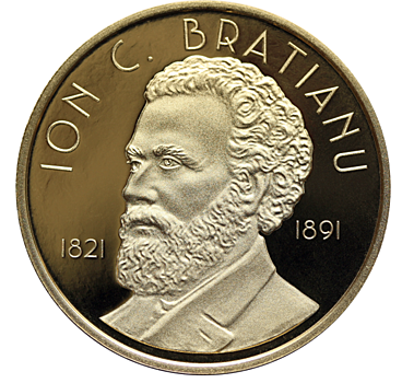 Политик Йон Брэтиану на золотой монете 500 леев