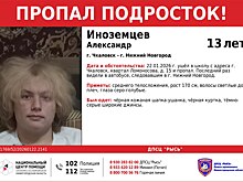 13-летний подросток пропал в Чкаловске