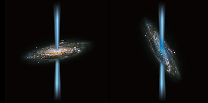 Необычная центральная черная дыра пронизывает джетами родительскую галактику