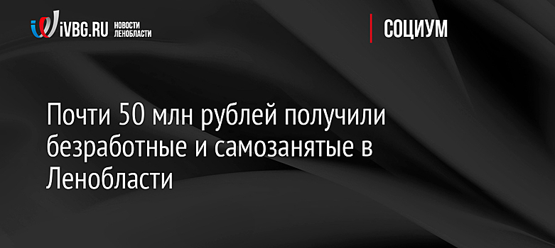 Почти 50 млн рублей получили безработные и самозанятые в Ленобласти