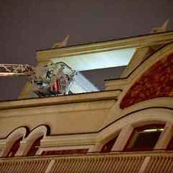 Видео пожара на крыше гостиница "Москва"