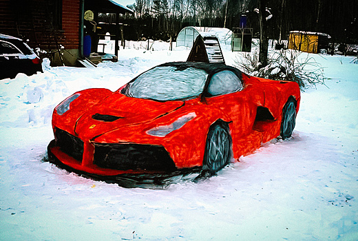 Посмотрите на снежную копию Ferrari LaFerrari в натуральную величину