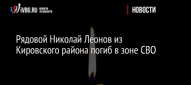 Рядовой Николай Леонов из Кировского района погиб в зоне СВО