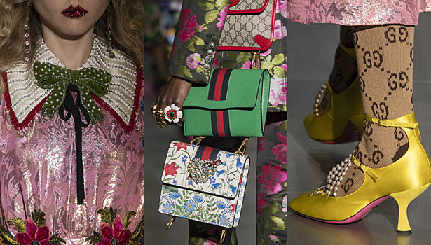 Тонны глиттера, вышивок и бижу: бесконечные детали красочного гипноза от Gucci