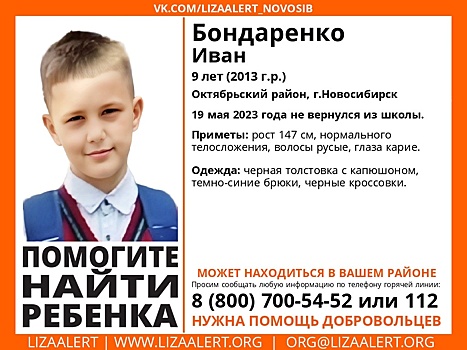 В Новосибирске начались поиски не вернувшегося из школы 9-летнего мальчика