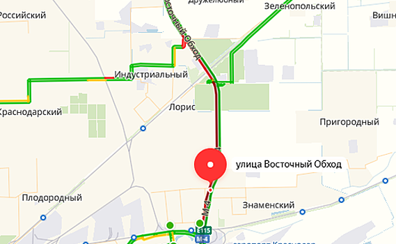 Ремонт дороги на Восточном обходе Краснодара спровоцировал огромную пробку