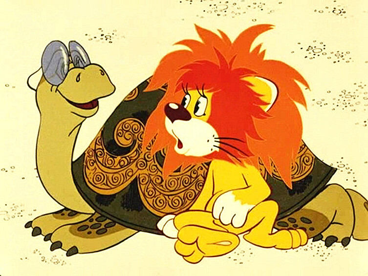 Другая знаменитая озвучка актера — персонажи в мультфильме "Как львенок и черепаха пели песню". Анофриев говорил, что хулиганистого и активного львенка он списал с себя в детстве, а образу черепахи добавил черты Фаины Раневской, его любимой актрисы, с которой они играли на одной сцене театра Моссовета.