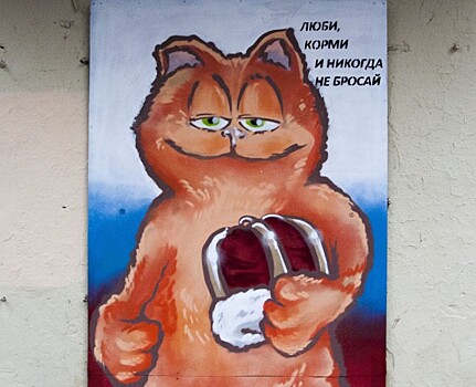 В Петербурге появился стрит-арт с котом Гарфилдом в образе кандидата на выборах