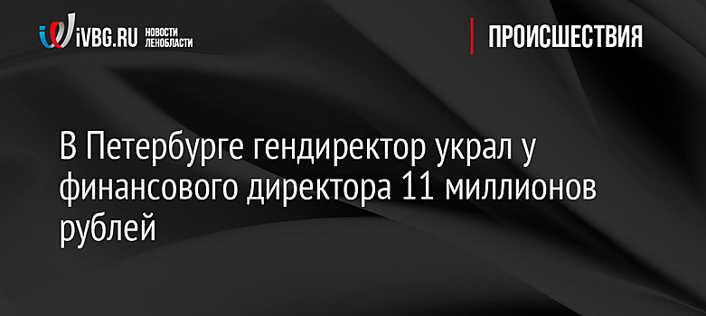 В Петербурге гендиректор украл у финансового директора 11 миллионов рублей