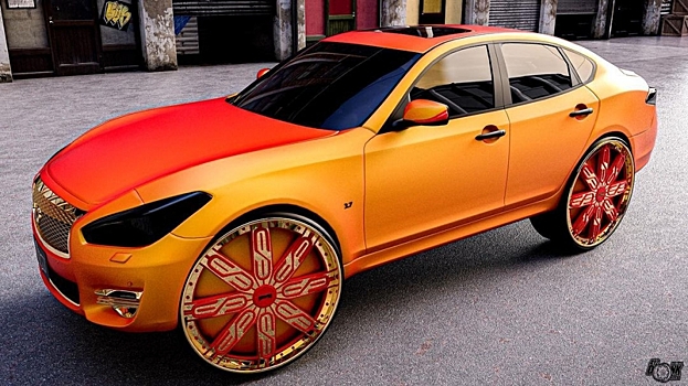 Американские рэперы оценят: Infiniti Q70 с матовым кузовом и 30-дюймовыми колёсами