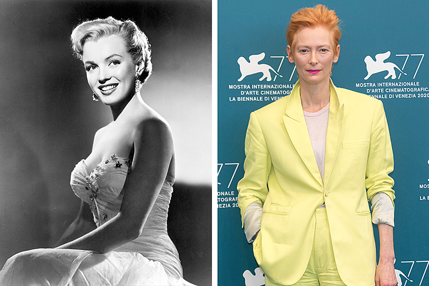 На первый взгляд у двух знаменитых актрис нет ничего общего. И тем не менее, они кровные родственники. Дочь некой Кэтрин Пебенхэм была прабабушкой Мэрилин Монро, а сын — прадедом Тильды Суинтон.