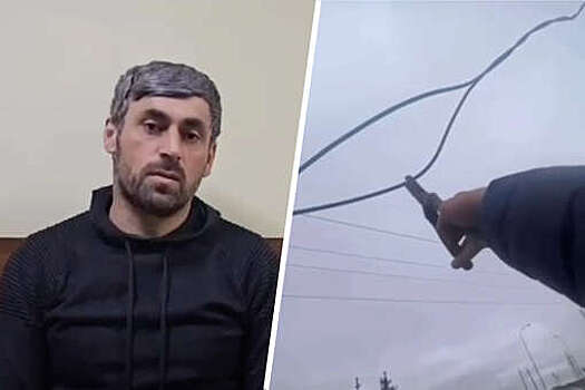 В Дагестане на видео попало, как мужчина перерезал провода от дорожных камер