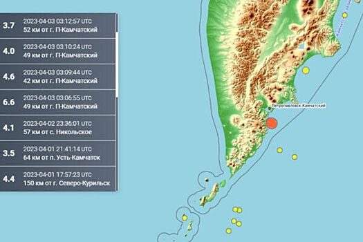 Серия сильных землетрясений произошла на Камчатке
