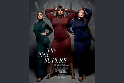 Три модели plus-size в полупрозрачных платьях снялись для обложки Vogue