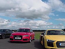 Audi R8, RS6 и S8 сравнили в гонке на дрэговой прямой