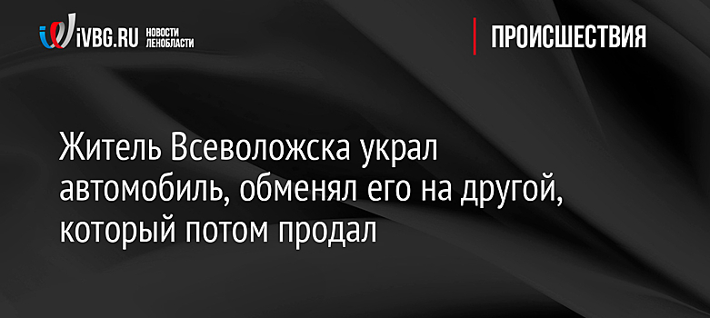 Житель Всеволожска украл автомобиль, обменял его на другой, который потом продал