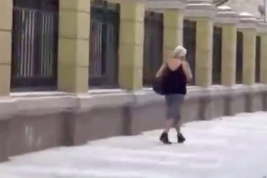 Гуляющая без верхней одежды в метель москвичка попала на видео