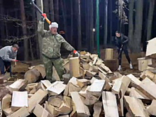 «Президент тоже рубил!»: Лукашенко принял участие в чемпионате по колке дров